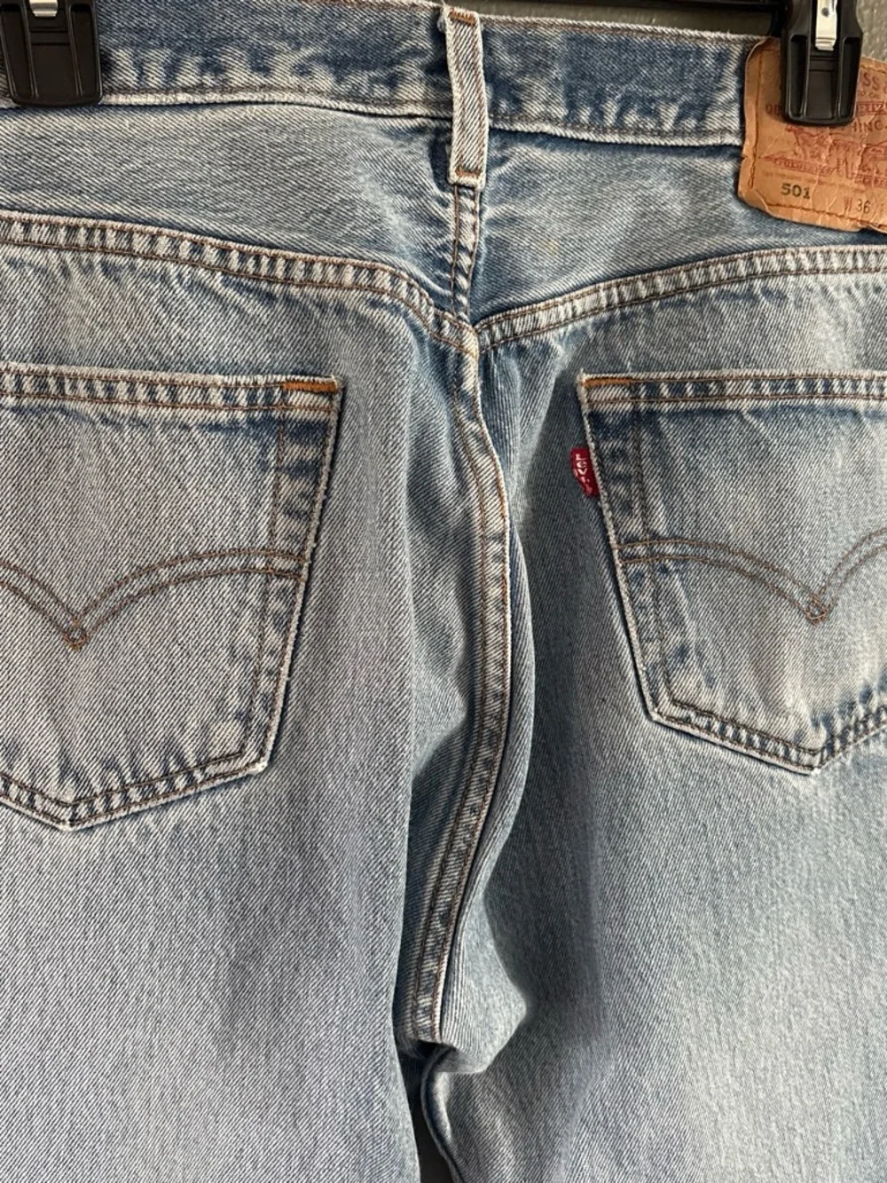 Levi's Light Blue Distressed Straight Jeans